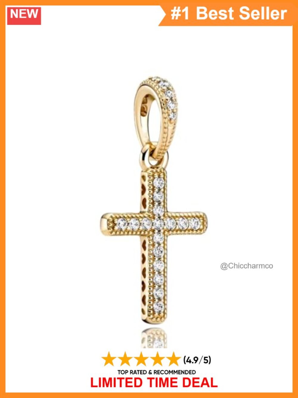 925 Sterling Silver Cross Charm Bead for Pandora Bracelets